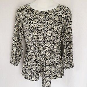 LOFT Plus Floral Paisley Viscose Belted Tunic Blouse Top  AS IS